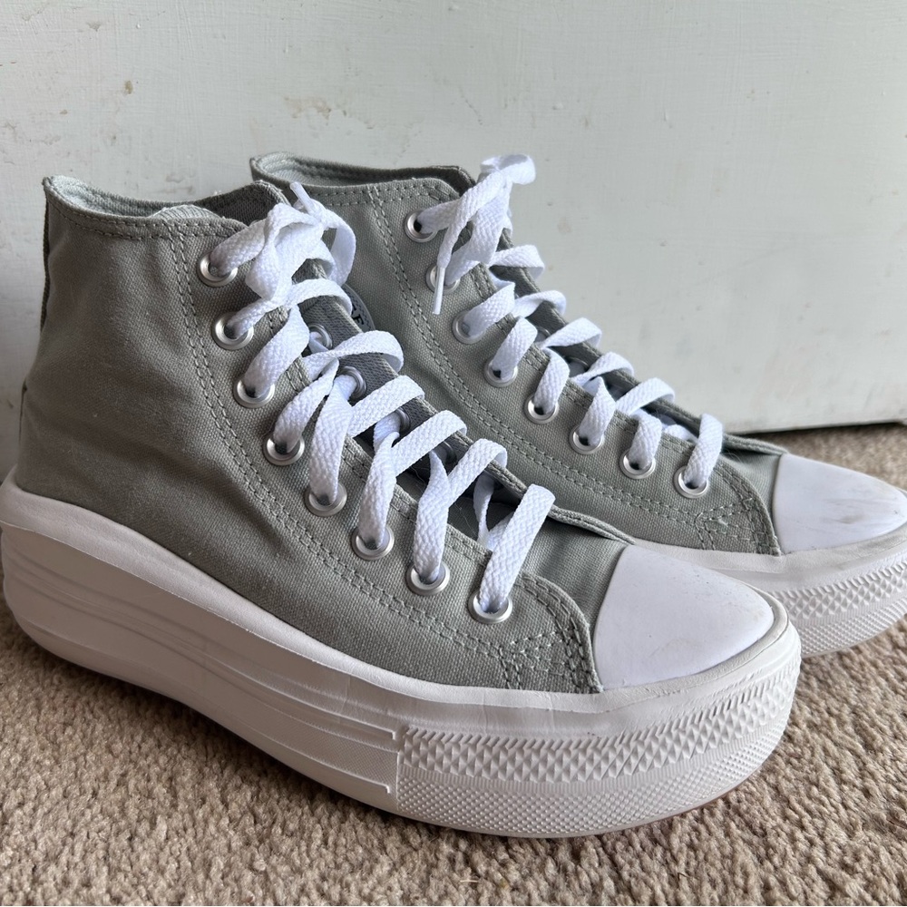 Converse Sage Green High-Top Platform Sneakers